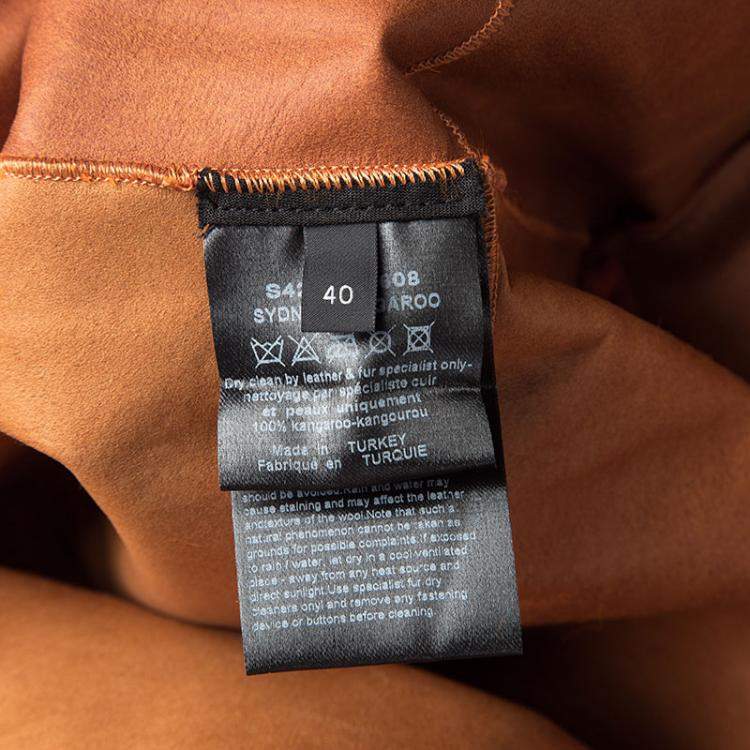 Pre Owned Joseph Orange Fur Kangaroo Skin Zip Front Sydney Coat M