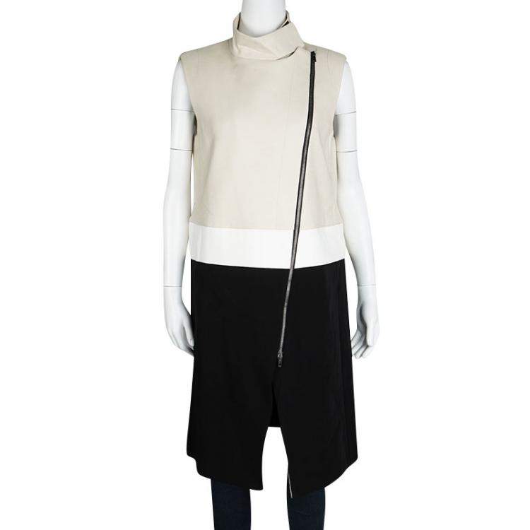 Pre Owned Joseph Tricolor Zip Detail Preston Sleeveless Long Coat M