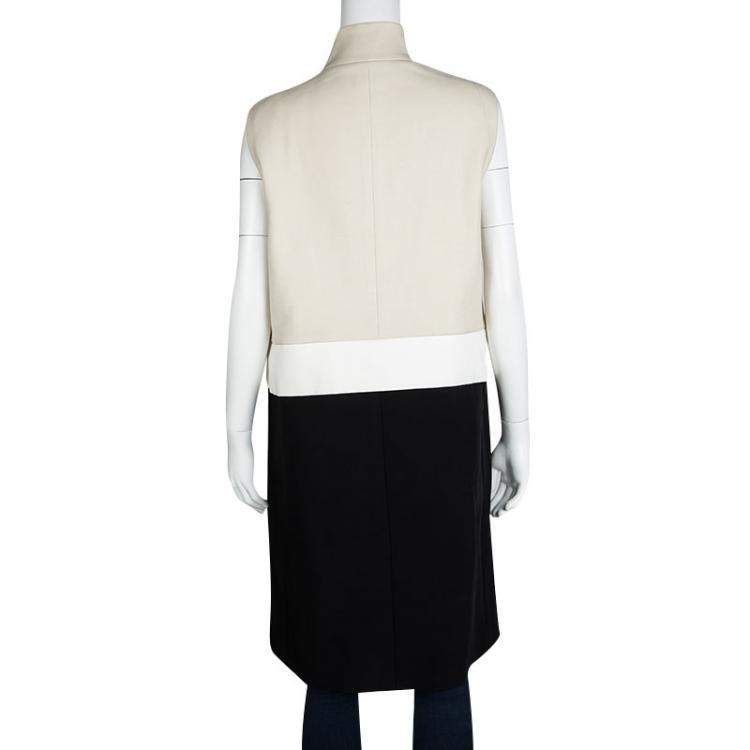 Pre Owned Joseph Tricolor Zip Detail Preston Sleeveless Long Coat M