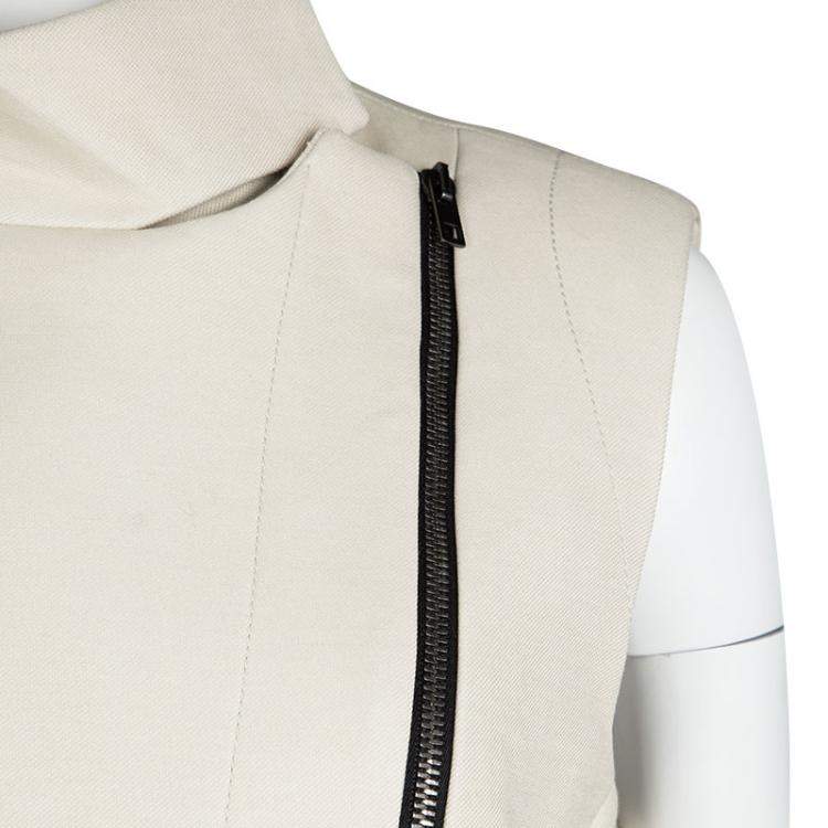 Pre Owned Joseph Tricolor Zip Detail Preston Sleeveless Long Coat M