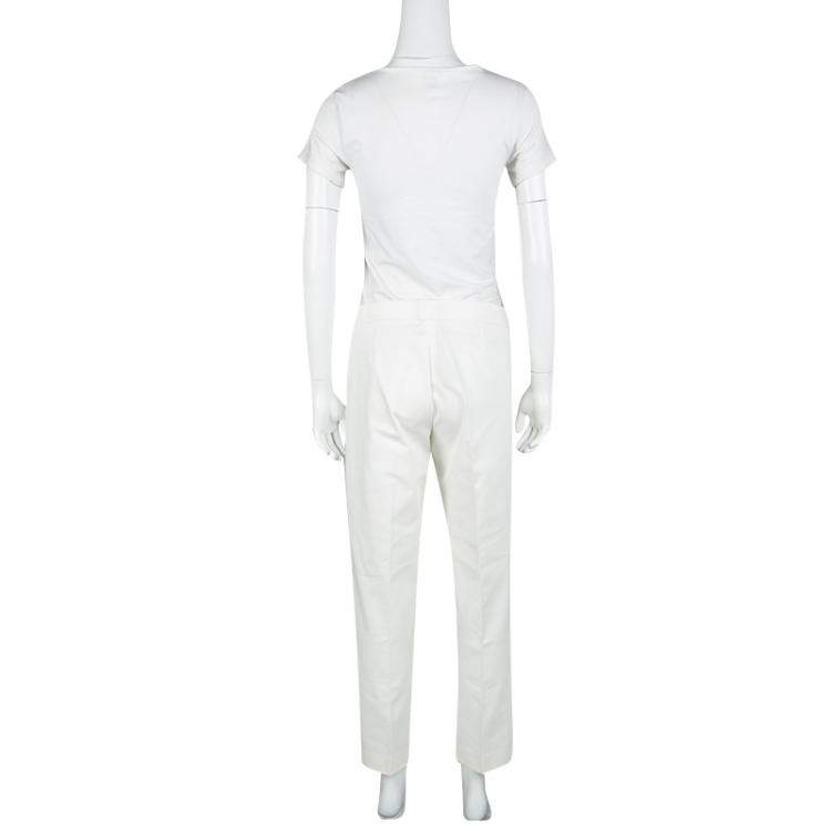 Pre Owned Joseph Off White New Cotton Compact Finley Regular Fit Trousers L