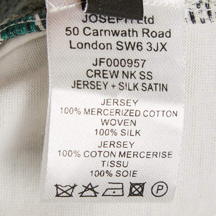 Pre Owned Joseph Green/White Checkered Cotton & Silk Buckle Detail Top XL