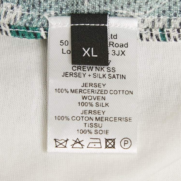 Pre Owned Joseph Green/White Checkered Cotton & Silk Buckle Detail Top XL