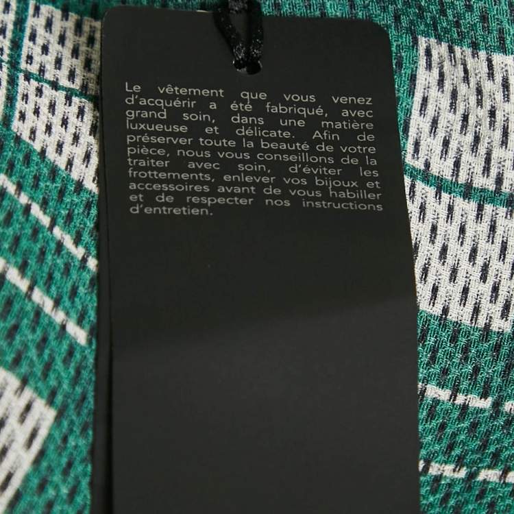 Pre Owned Joseph Green/White Checkered Cotton & Silk Buckle Detail Top XL