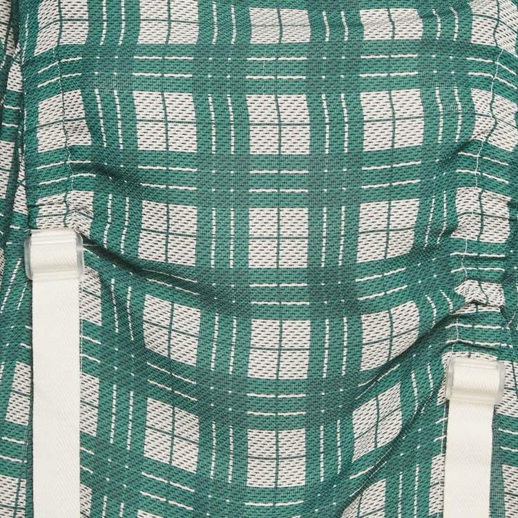 Pre Owned Joseph Green/White Checkered Cotton & Silk Buckle Detail Top XL