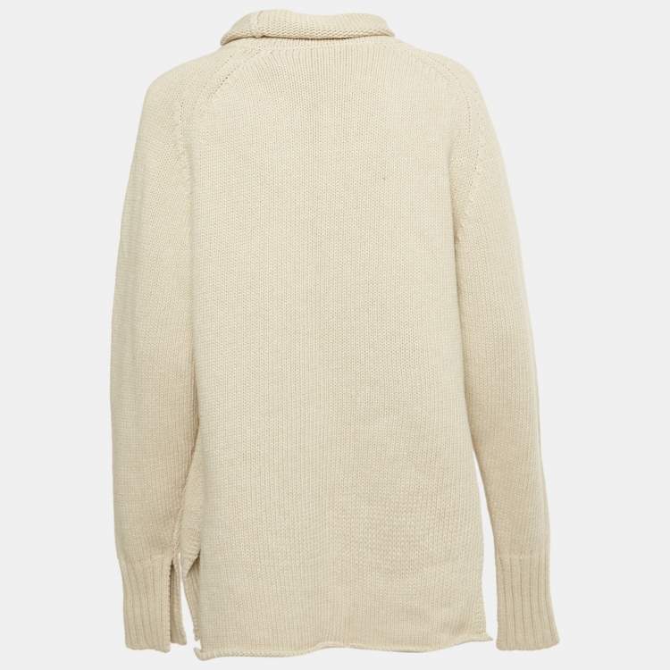 Pre Owned Joseph Beige Rib Knit Turtle Neck Sweater M