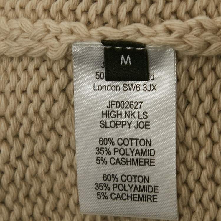 Pre Owned Joseph Beige Rib Knit Turtle Neck Sweater M