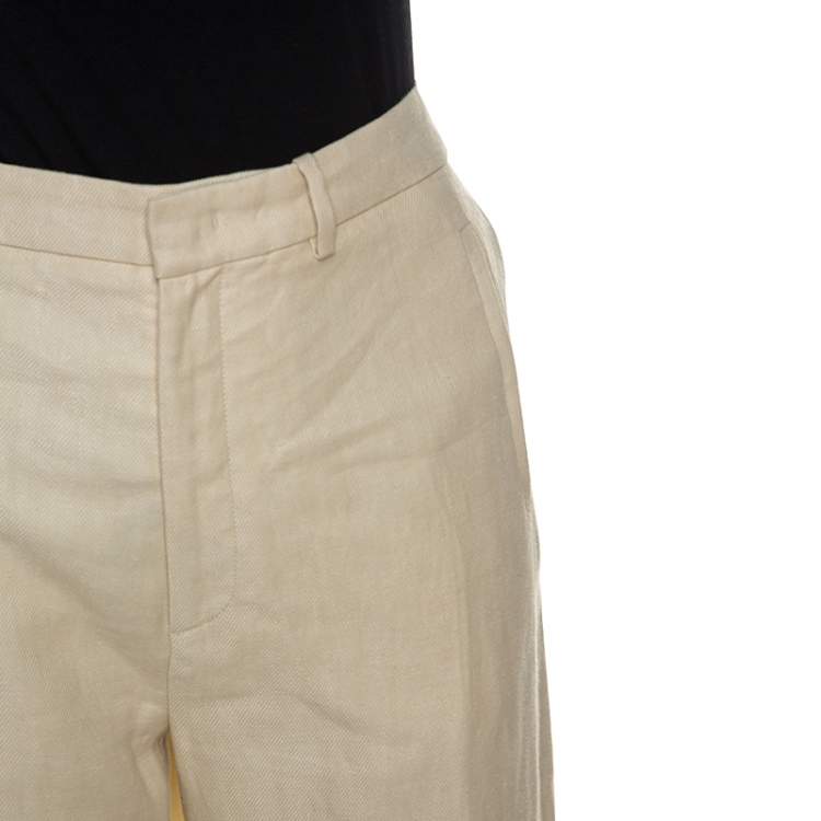 Pre Owned Joseph Beige Linen Wide Leg Ferguson Pants S
