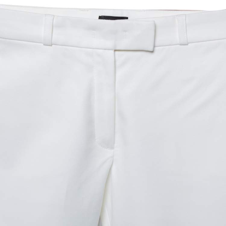 Pre Owned Joseph White Cotton Blend Bing Court Cropped Stretch Trousers S