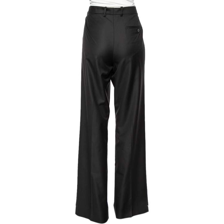 Pre Owned Joseph Black Wool Rocker- Super 100 Wide Leg Pants L 