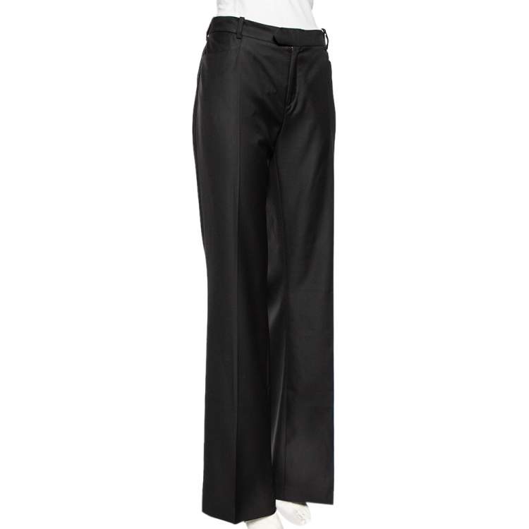 Pre Owned Joseph Black Wool Rocker- Super 100 Wide Leg Pants L 