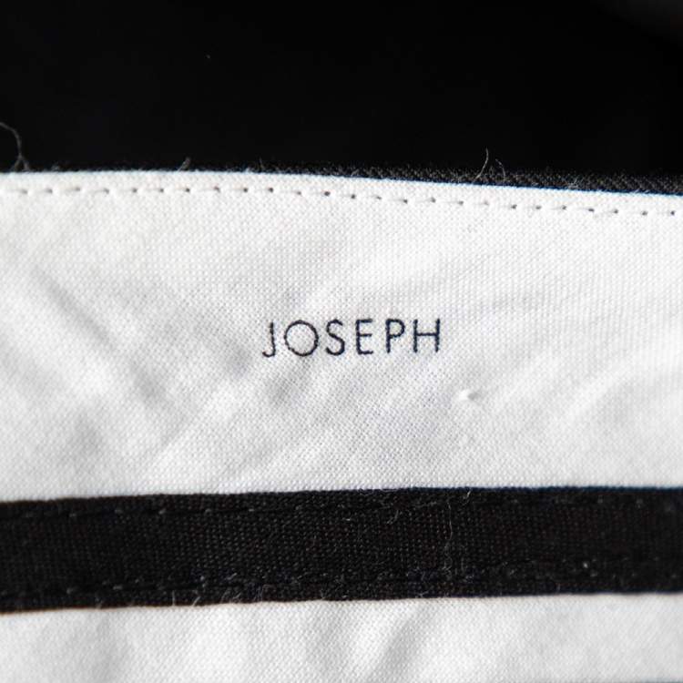 Pre Owned Joseph Black Wool Rocker- Super 100 Wide Leg Pants L 