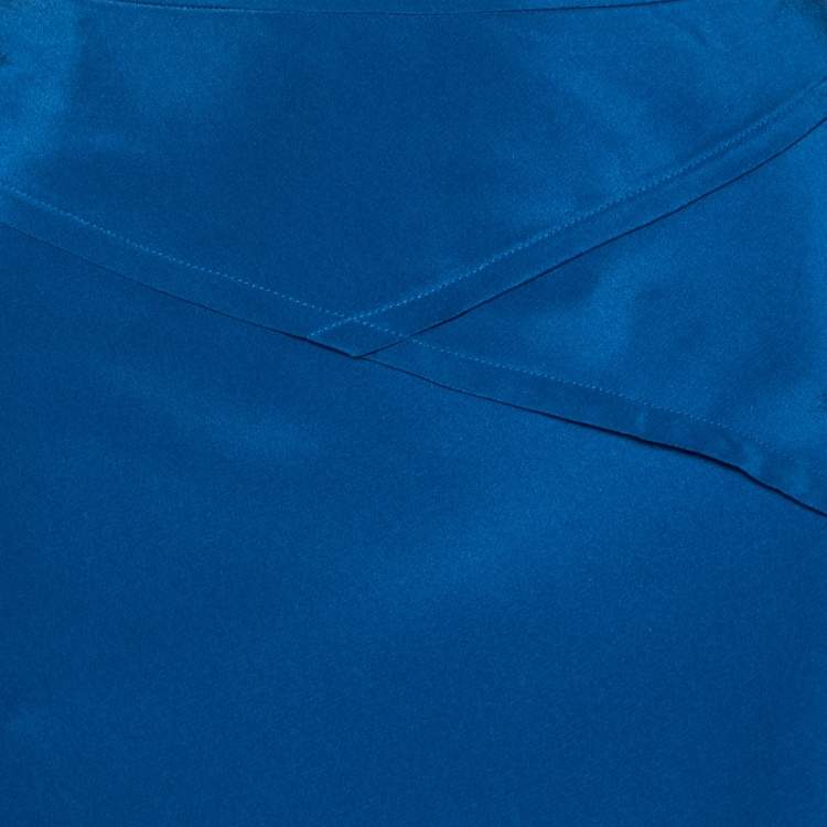 Pre Owned Joseph Blue Silk Hala Midi Skirt M