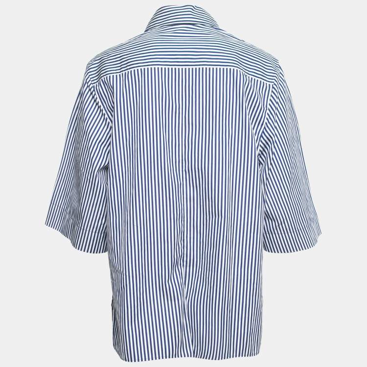 Pre Owned Joseph Blue Striped Cotton Tunic Shirt L