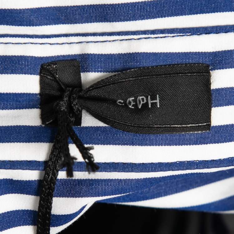 Pre Owned Joseph Blue Striped Cotton Tunic Shirt L