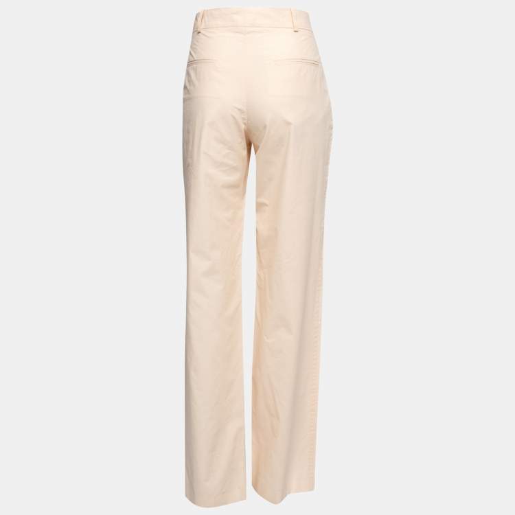 Pre Owned Joseph Cream Cotton Straight Leg Pants M