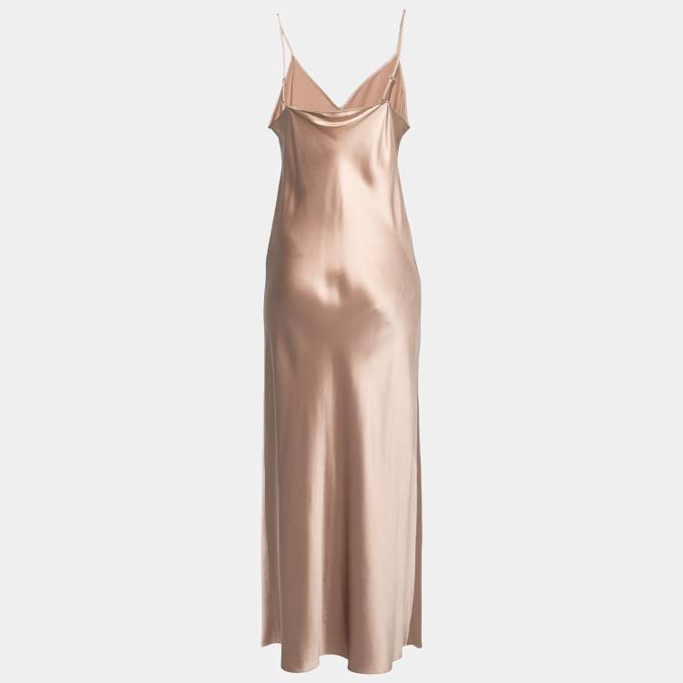 Pre Owned Joseph Champagne Pink Silk-Satin Long Slip Dress M