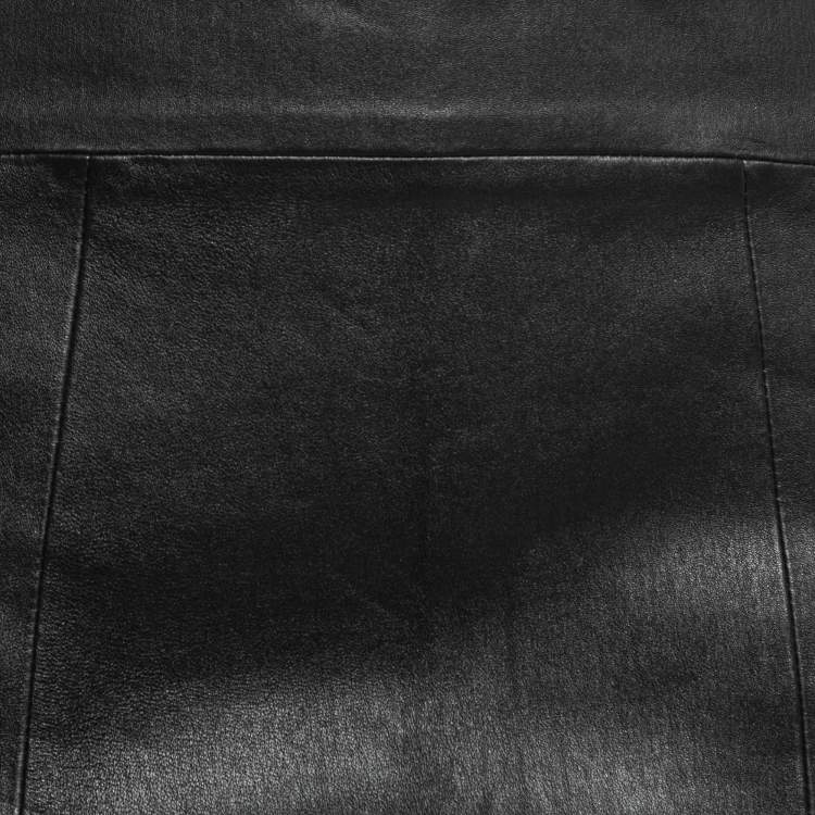 Pre Owned Joseph Black Leather Pencil Skirt M