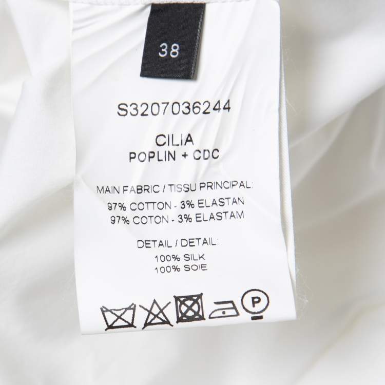 Pre Owned Joseph Cream Cotton Pleated Shirt Dress M