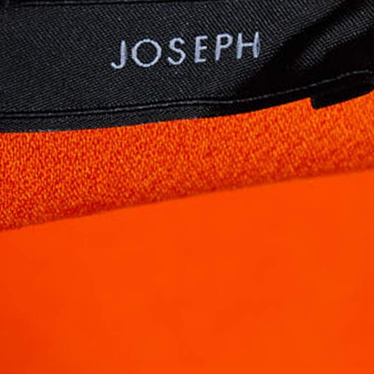 Pre Owned Joseph Orange Crepe Contrast Overlay Detail Sleeveless Shift Dress M