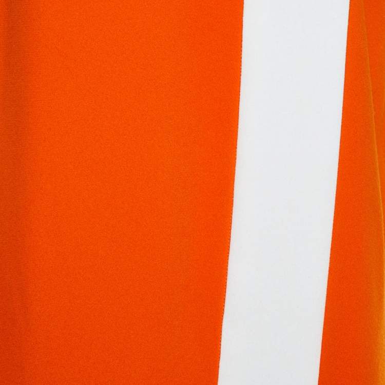 Pre Owned Joseph Orange Crepe Contrast Overlay Detail Sleeveless Shift Dress M