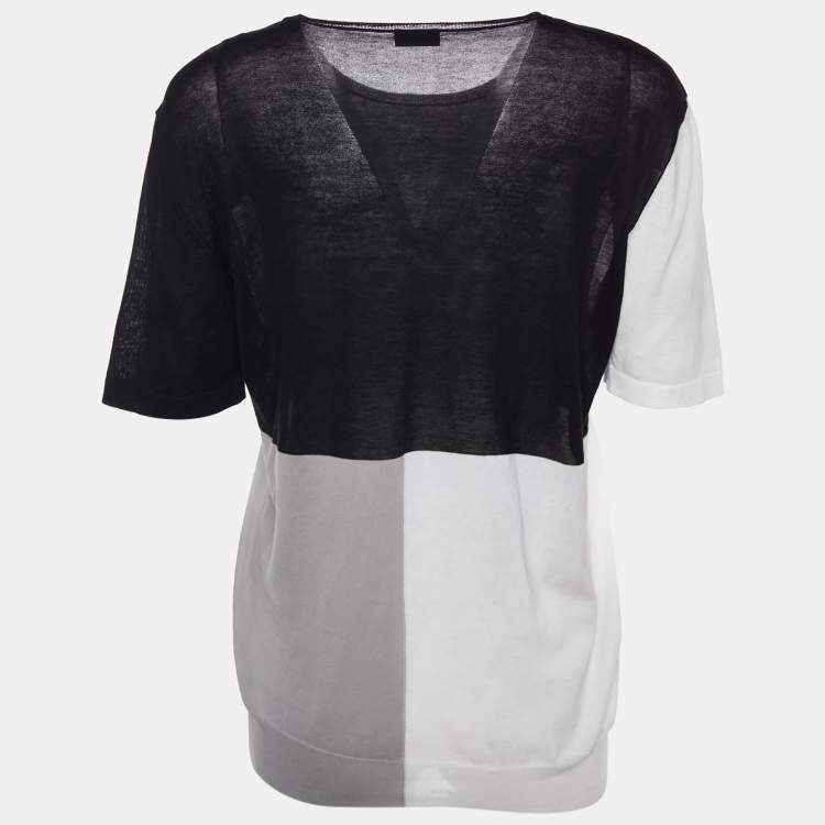 Pre Owned Joseph Color Block Cotton Knit Lightweight Sweater XL