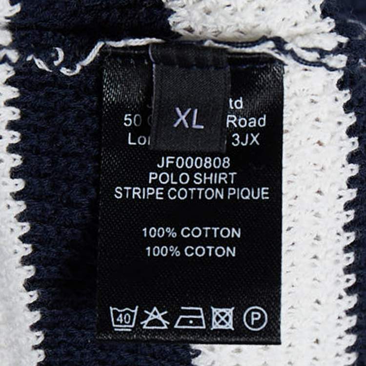 Pre Owned JosephNavy Blue & White Striped Perforated Cotton Knit Polo T-Shirt XL