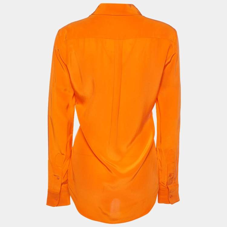 Pre Owned Joseph Orange Silk & Organza Pocket Shirt S
