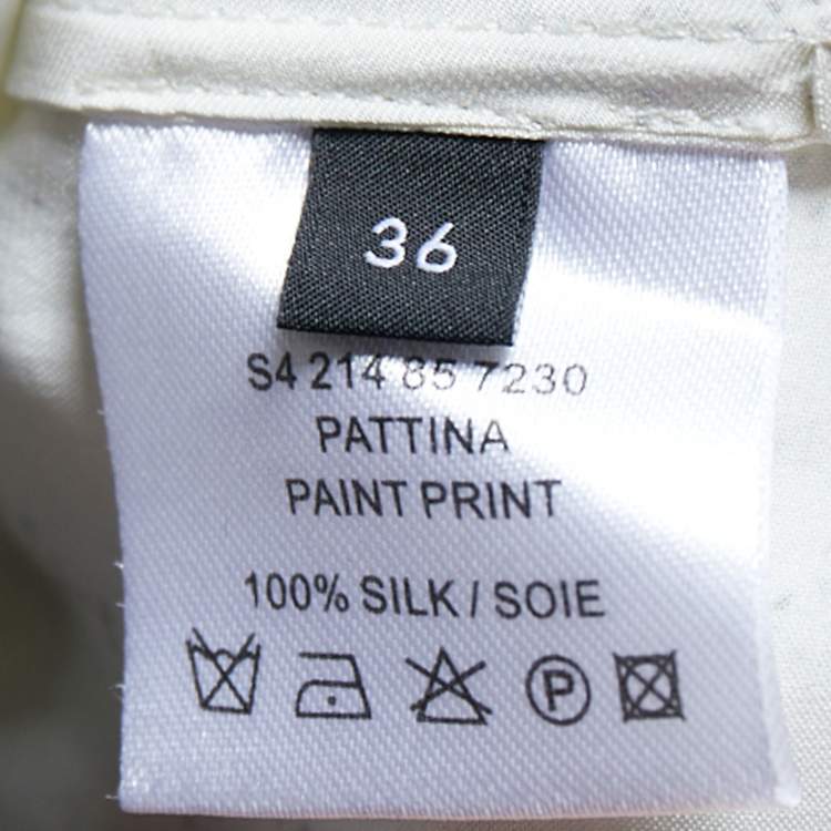 Pre Owned Joseph Cream & Black Paint Printed Silk Pattina Dress S