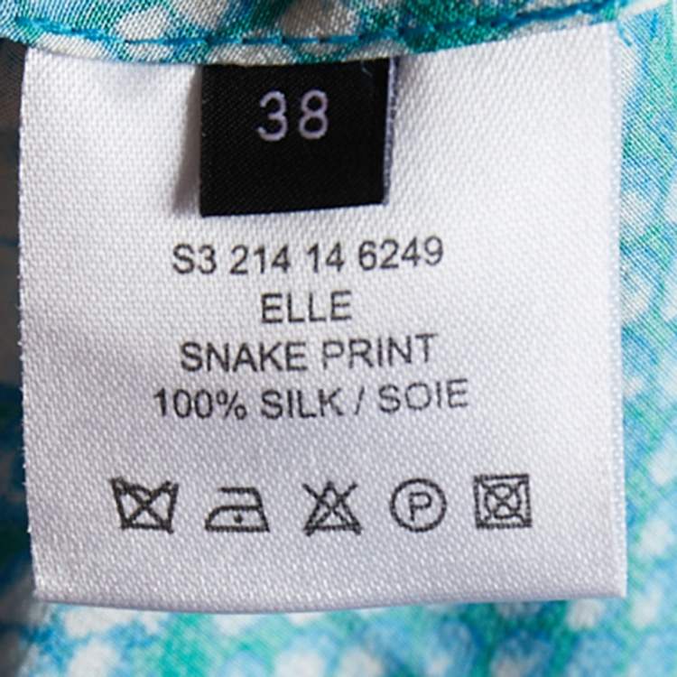 Pre Owned Joseph Blue Snake Printed Silk Shift Dress M