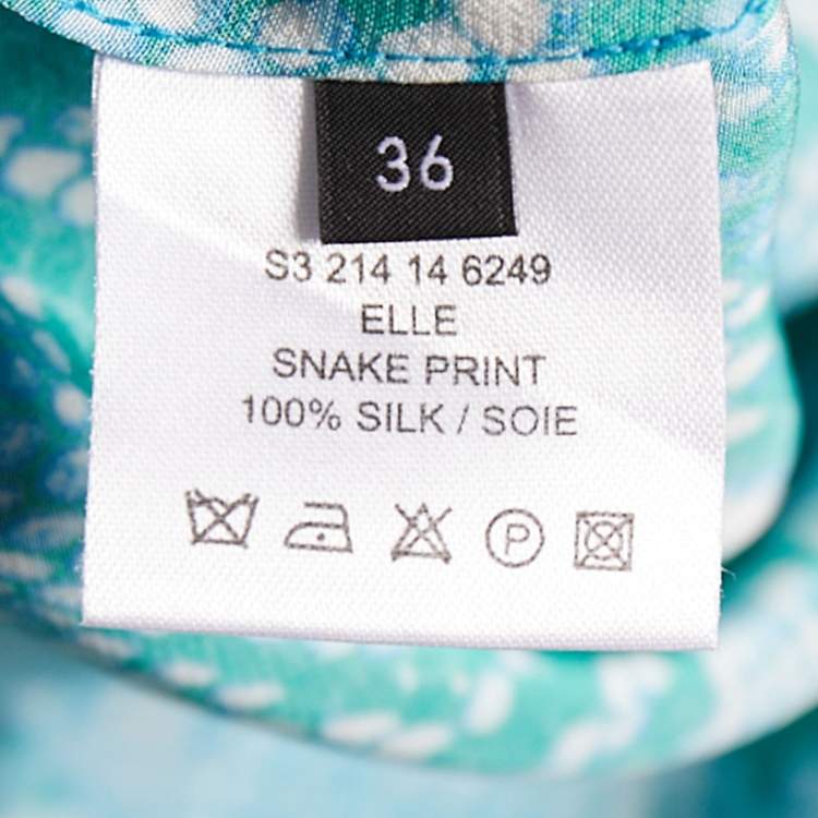 Pre Owned Joseph Blue Snake Printed Silk Shift Dress S