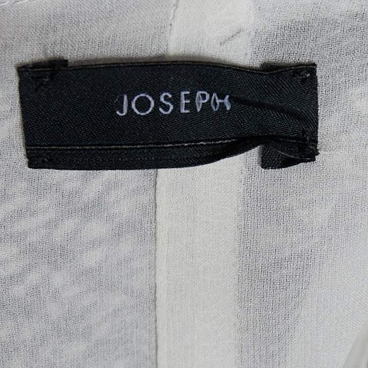 Pre Owned Joseph Monochrome Eagle Printed Silk Neck Scarf Detail Cooper Dress M