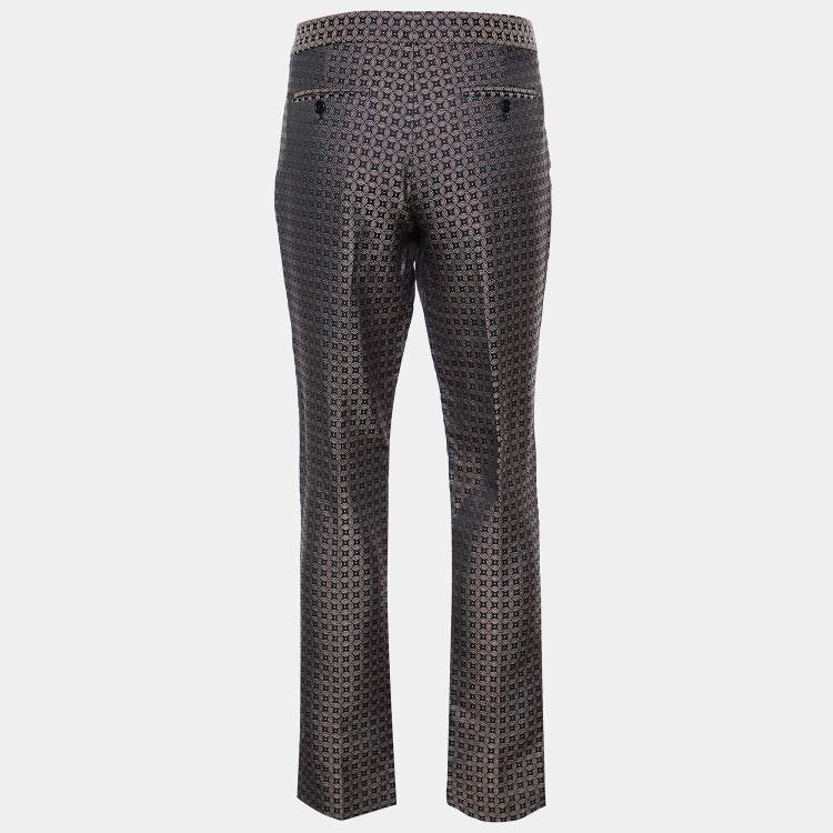 Pre Owned Joseph Black & Burgundy Cravatte Jacquard Duke Trousers M