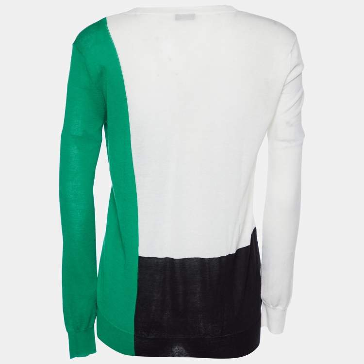 Pre Owned Joseph Color Block Cotton Knit Lightweight Sweater XS