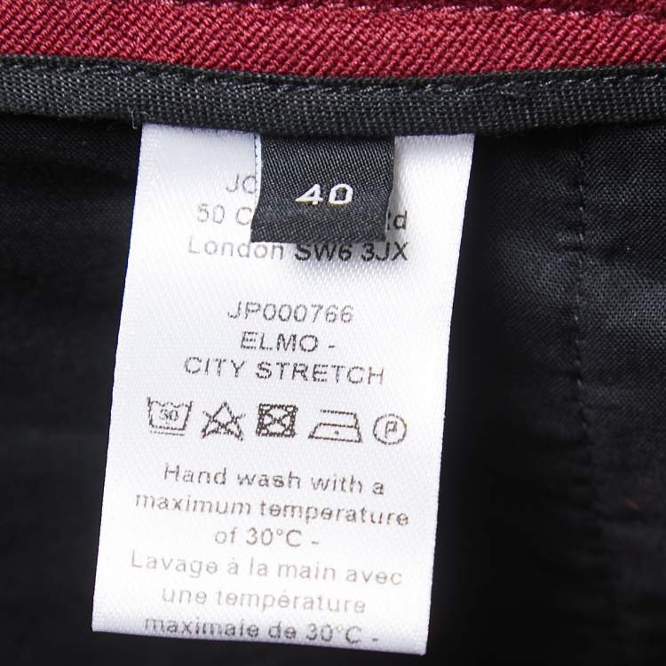 Pre Owned Joseph Burgundy Stretch Denim Jeans M Waist 30"