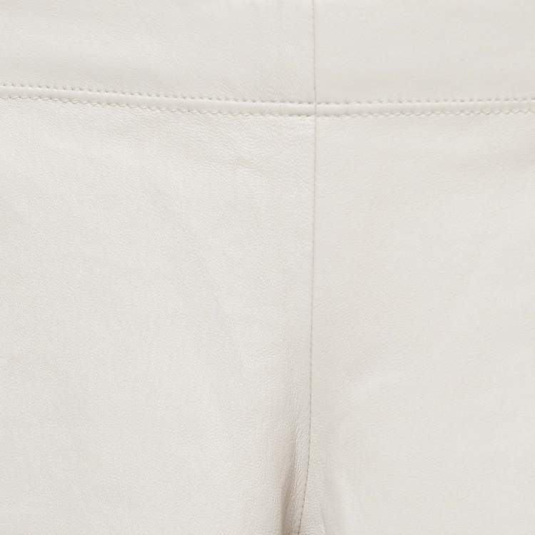 Pre Owned Joseph Stone White Leather Leggings XS