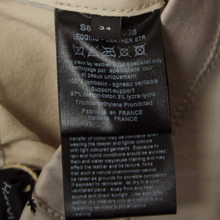 Pre Owned Joseph Stone White Leather Leggings XS