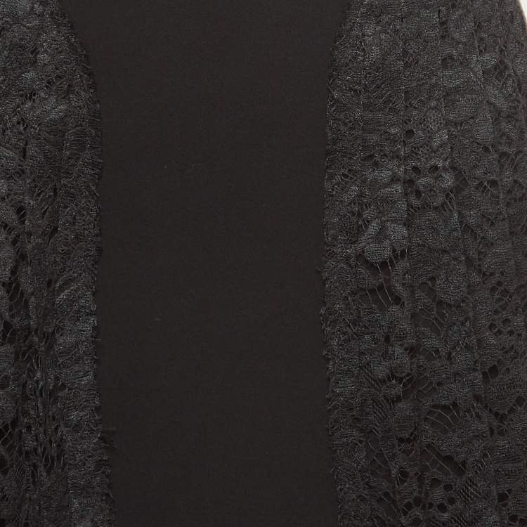Pre Owned Joseph Black Lace and Stretch Crepe Pleated Courtney Skirt S