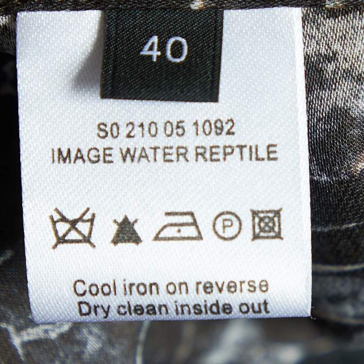 Pre Owned Joseph Grey Water Reptile Print Silk Trousers M