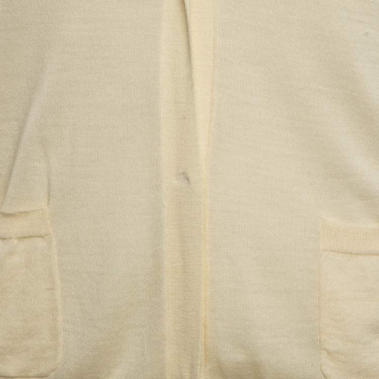Pre Owned Joseph Cream Georgette and Wool Buttoned Cardigan L
