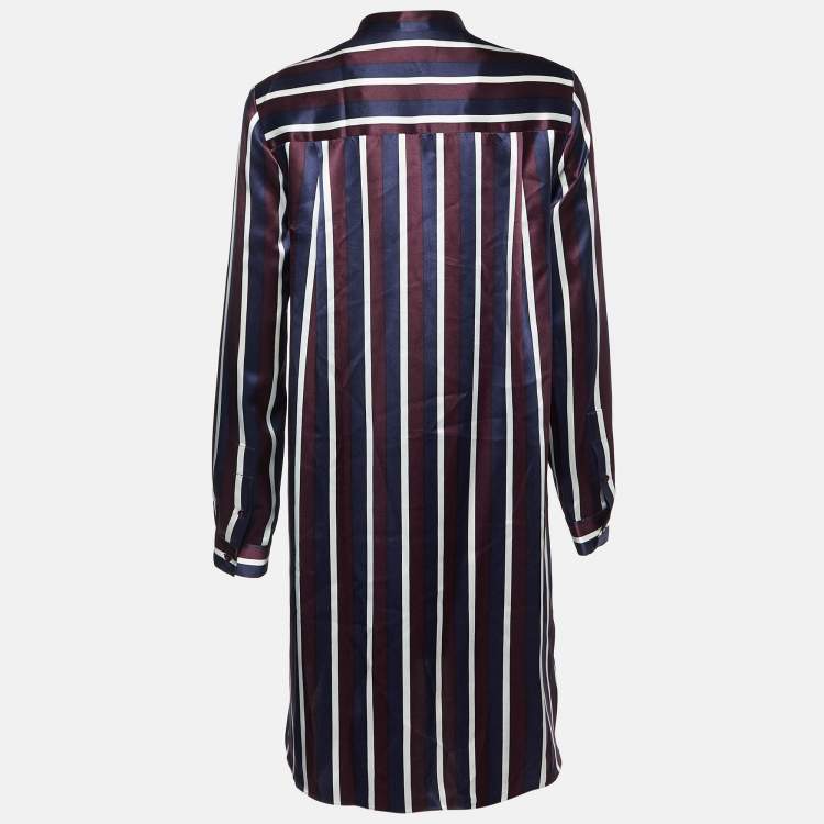 Pre Owned Joseph Multicolor Satin College Stripe Blouse S