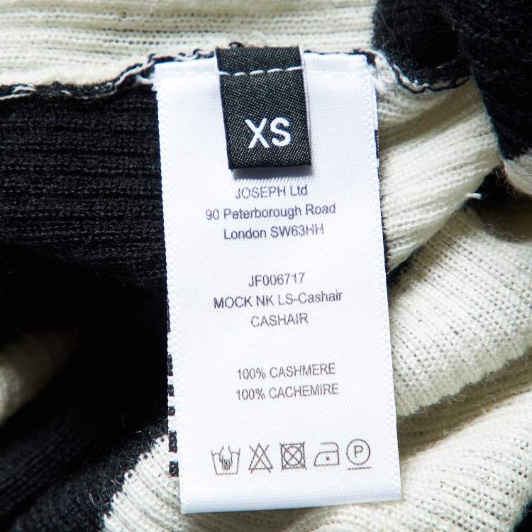 Pre Owned Joseph Black/White Stripe Cashmere High Neck Sweater XS