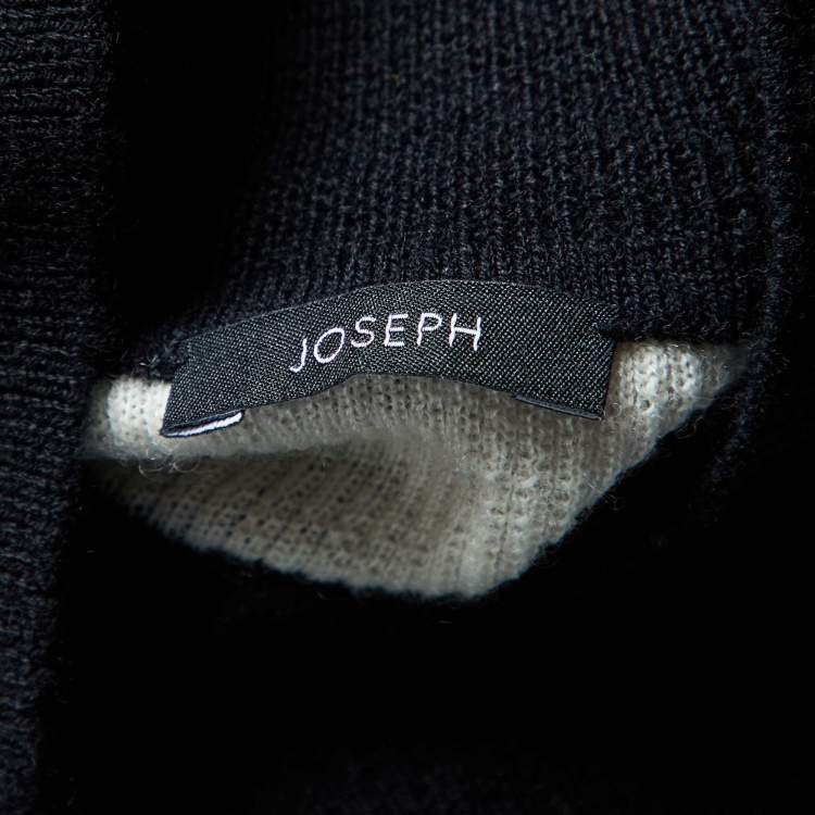 Pre Owned Joseph Black/White Stripe Cashmere High Neck Sweater XS