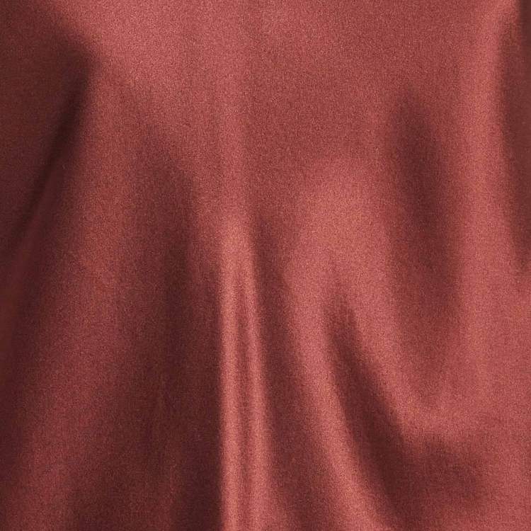 Pre Owned Joseph Burgundy Satin Silk V-Neck Belva Blouse M