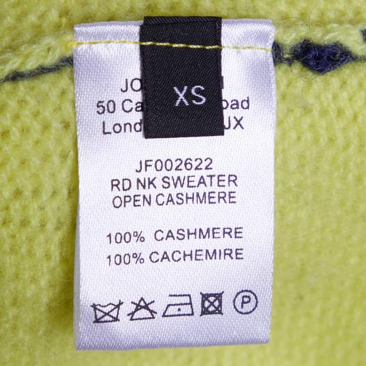 Pre Owned Joseph Yellow Cashmere Round Neck Sweater XS