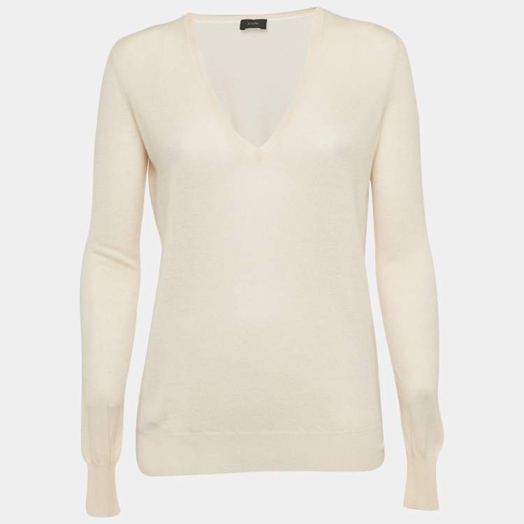 Pre Owned Joseph Pink Cashmere Knit V-Neck Sweater S