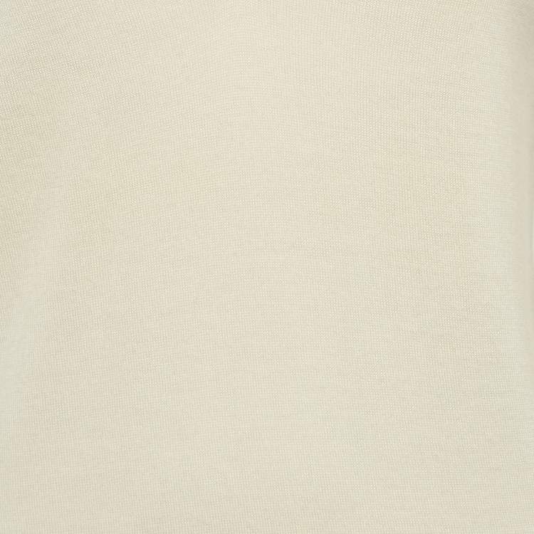 Pre Owned Joseph Cream Cashmere Knit V-Neck Sweater S