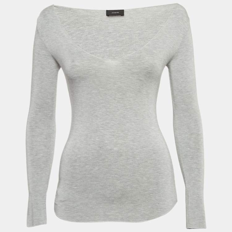 Pre Owned Joseph Grey Knit Long Sleeves Top S