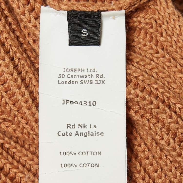 Pre Owned Joseph Brown Rib Knit Tie-Up Detail Sweater S