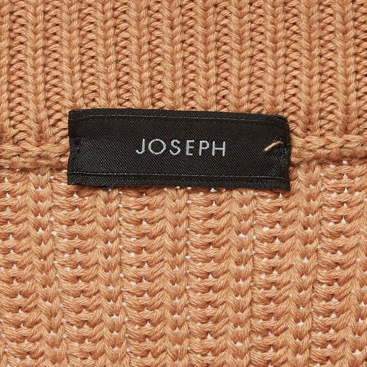 Pre Owned Joseph Brown Rib Knit Tie-Up Detail Sweater S